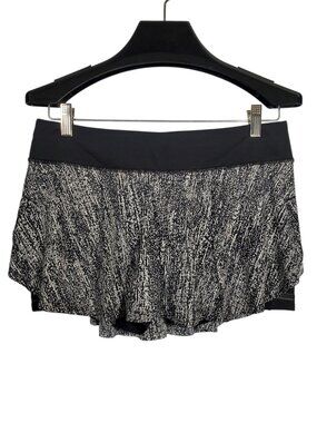 Lululemon Play Off The Pleats Skirt Skort 13" Women's 8 Black White Tennis Golf